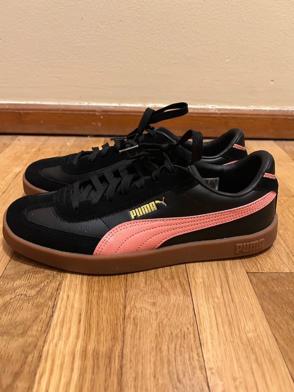 Puma Women's Black & Pink Suede Classic Sneakers